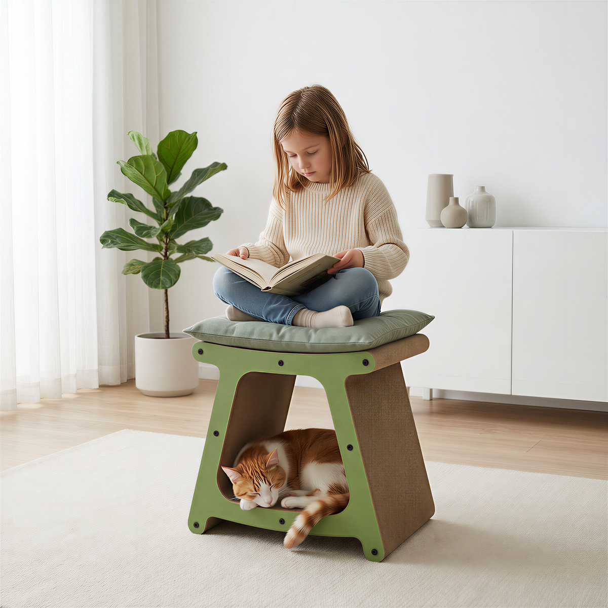 3-in-1 Sustainable Cat House & Scratch