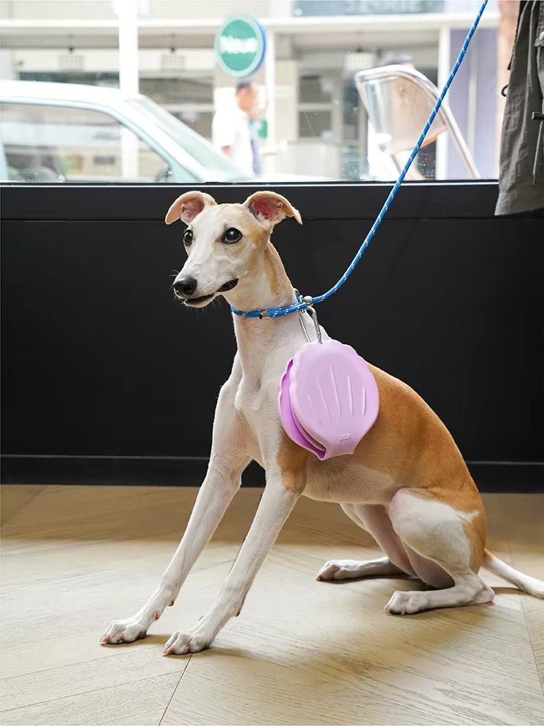 Shell-Shaped Foldable Double Pet Bowl