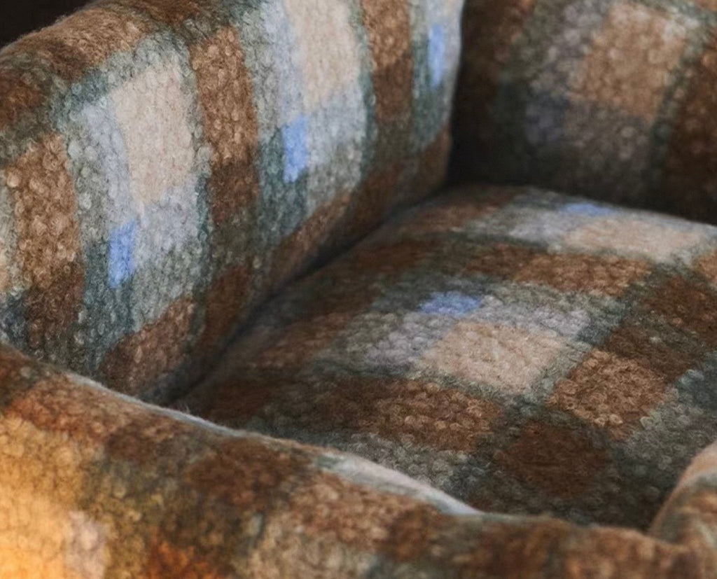 Removable &  Washable Cozy Plaid Bouclé Pet Sofa Bed