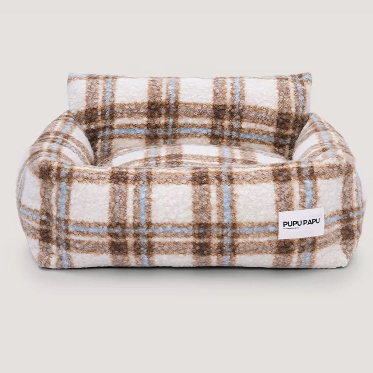 Removable & Washable Cozy Plaid Bouclé Pet Sofa Bed