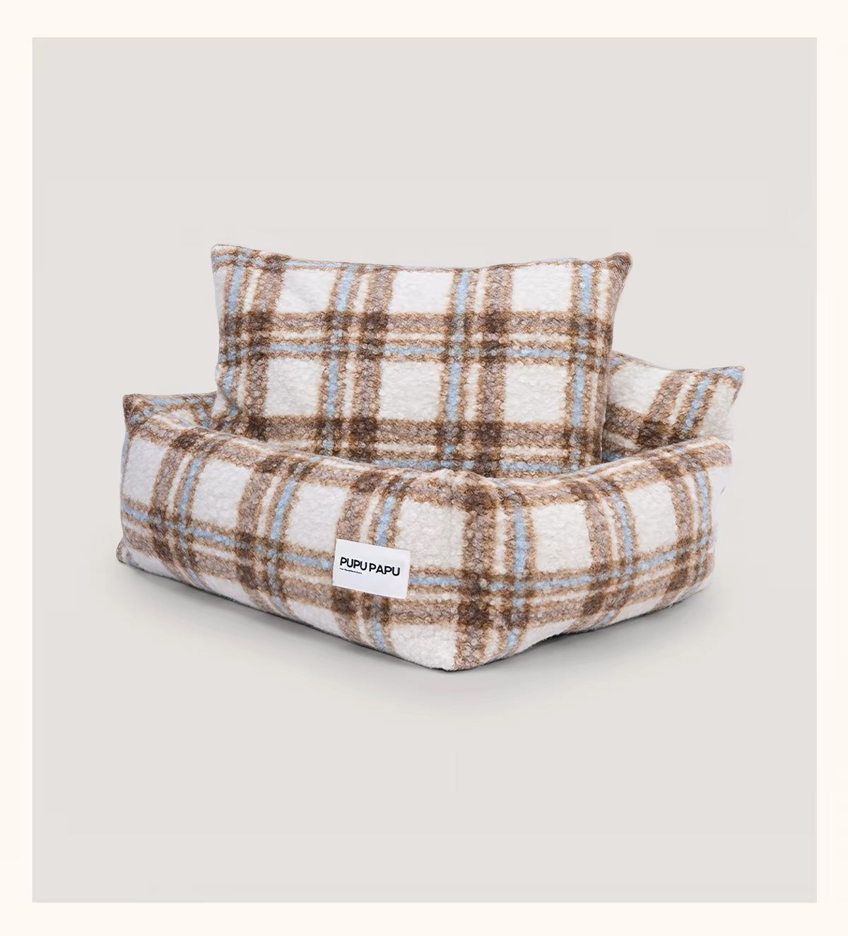 Removable & Washable Cozy Plaid Bouclé Pet Sofa Bed