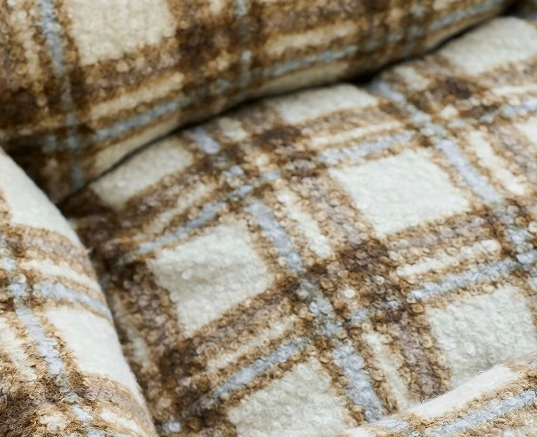 Removable & Washable Cozy Plaid Bouclé Pet Sofa Bed