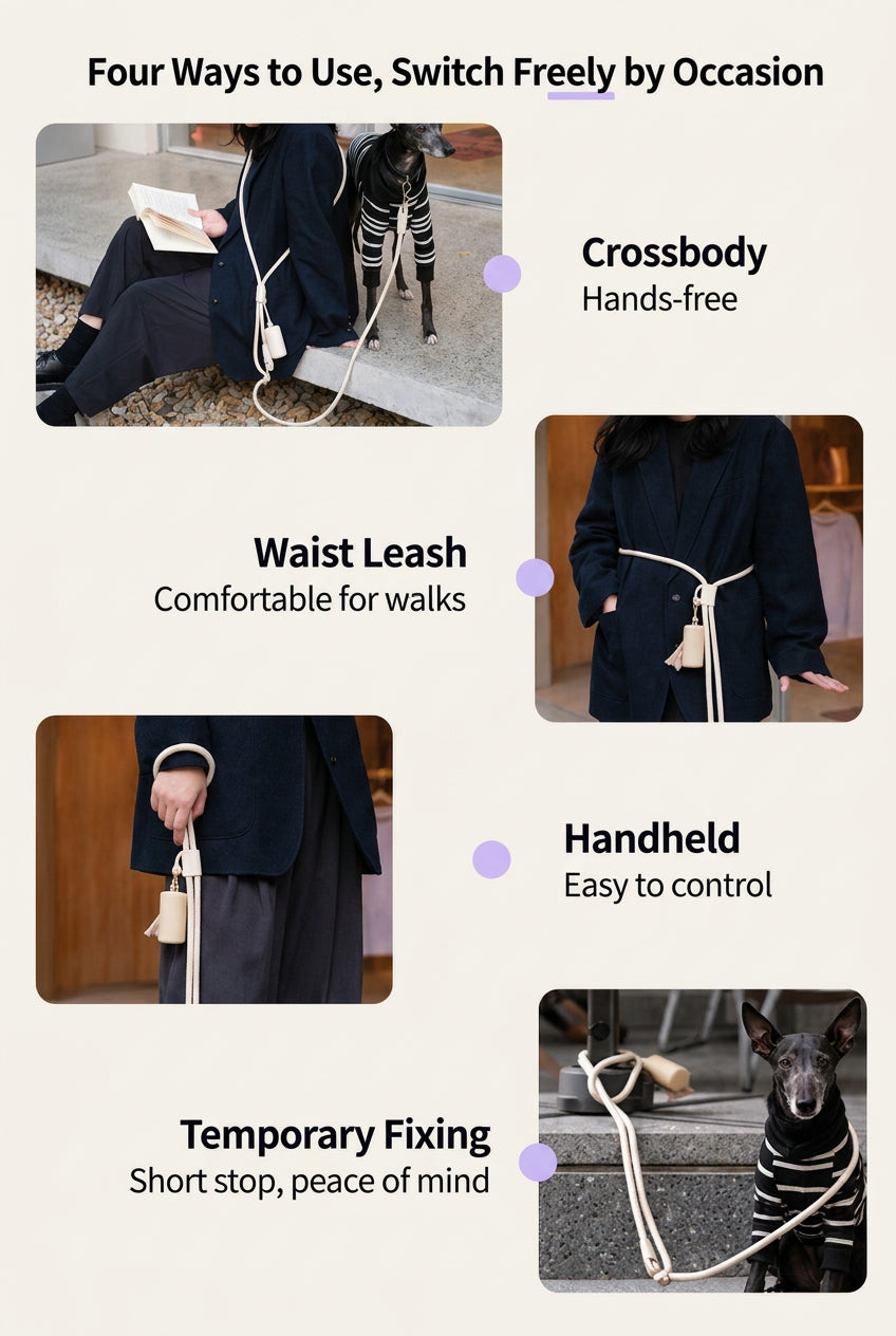 4in1 Dog Leash Freehand Adjustable Crossbody Hip Set